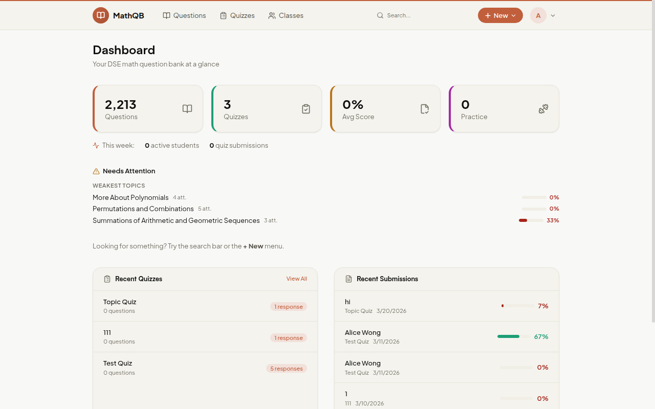 Dashboard — 學習數據總覽與弱項分析
